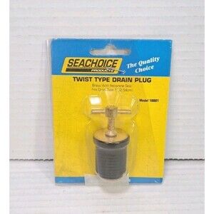 Seachoice 18801 1" Brass Twist Type Drain Plug w/ Neoprene Seal NEW Marine Boat